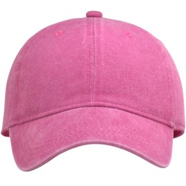 AOSMI Vintage Washed Cotton Adjustable Baseball Caps for Men Women Unstructured Low Profile Plain Classic Dad Hat 1P-Hot Pink