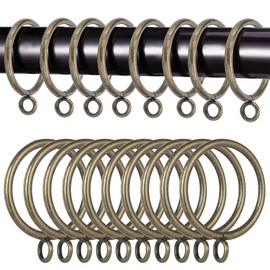 WYIPOLZI 50 Pack 38mm Antique Brass Curtain Rings, Metal Drape Sliding Eyelet Rings for Curtain Poles, Rods and Drapery, Shower Curtains
