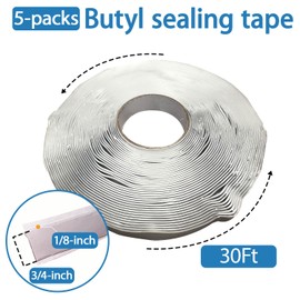 STIKBOND 5-Pack Grey Butyl Putty Tape 1/8-Inch x 3/4-Inch x 30-Foot for RV Repair,Boat Sealing ,EDPM Rubber Roof Patching ,Window Repair, Vent Sealing and Home Repair