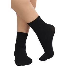 ToBeInStyle Women’s Classic Opaque Nylon Anklet Fashion Novelty Socks - BLACK - One Size Regular