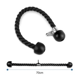 Triceps Rope, Twisted Bicep Rope, Triceps Rope with Non-Slip Handles for Workout on the Pulley, Cable Pull or Power Tower, 70 cm