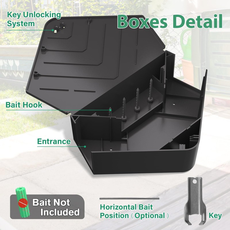 2 Pack Rat Station Box with Keys, Rodent Station Keeps