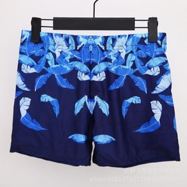a323 Men's Plus Size Quick-Dry Boxer Swim Trunks for Water Parks L / Blue Pattern 10ea