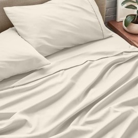King Size Sheet Set - 4 Piece Bedding - Brushed Microfiber - Extra Soft, Cooling Bed Sheets - Deep Pocket up to 16" - Wrinkle, Fade, Stain Resistant (King, Ivory)