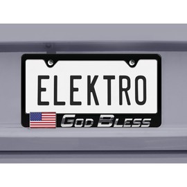 Elektroplate 3D God Bless USA Flag Premium License Plate Frame Black