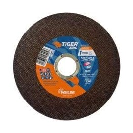 WEILER Tiger ZIRC ULTRACUT Alumina Zirconia Cutoff Wheel - Type 1 (Straight) - 60 GRIT Grade - 4 1/2 in Diameter - 7/8 in Center Hole - 1 MM Thickness - 58005