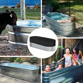 8Ft Stock Tank Pool Cover, Cold Plunge Water Trough Insulated Cover for Horse Trough Cold Plunge Ice Bath Tub Covers 2 x 3 x 8 Foot Polar Protector Stock Tank Pool Liner Hot Tub Kit Water Proof Oval
