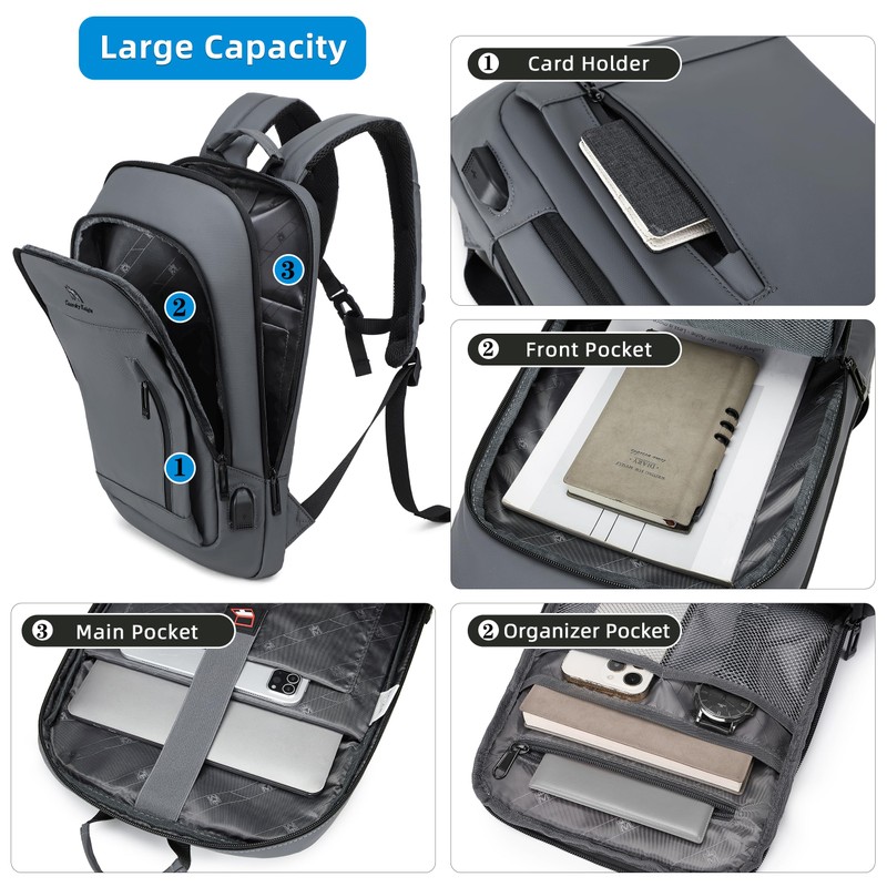 Caoroky knight Backpack Laptop Men 15.6 inch Slim Work Business