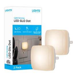 Lights By Night Mini Square LED Night Light, Plug-in, Dusk to Dawn Sensor, Compact, Ambient Lighting, for Kids or Adults, Bedroom, Bathroom, Nursery, Hallway, 2 Pack, 82487