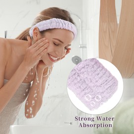 VOCOSTE Spa Face Wash Mask Yoga Shower Skin Care Soft 2pcs Purple Light Cherry Blossom Headband