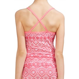 PHIBEE Girls' Tankini Summer Rash Guard Bathing Suits Two Piece Cross Straps Swimsuit with Shorts 2-14 Years Pink2 8