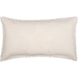 VHC Brands Burlap Star Pillow Sham Cover King Size 100% Cotton Farmhouse Bedding in Antique Off-White 21x37