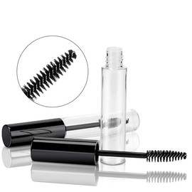 AIMALL 10ML Portable Eyelash Tube Empty Mascara Cream Vial Container Travel Bottle, Clear Plastic Makeup Tube for DIY Mascara