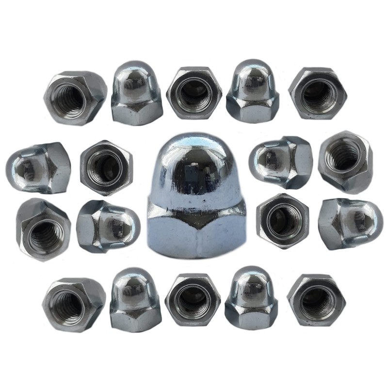 M8 Dome Hex Nuts Zinc Plated Steel Domed Hexagon Head