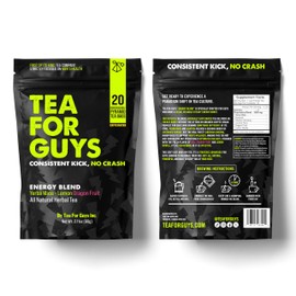 Tea For Guys Inc. Tea For Guys: Energy Tea C Natural Caffeine Boost for Stamina, Focus, and Endurance | Herbal Tea for Sustained Energy & Mens Vitality C 20 Biodegradable Tea Bags