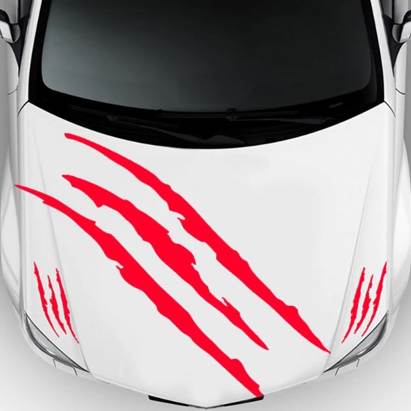 2Pcs Car Hood Cover Sticker Claw Mark Style Universal Engine