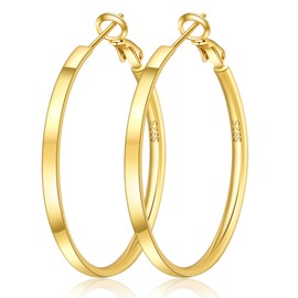 Senteria 14K Gold Hoops Earrings for Women Hypoallergenic Large Gold Plated Hoops Earrings Lightweight Big Hoop Earring for Women 40MM