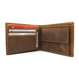 Lemasi Genuine Leather Wallet with RFID Protection Hunter Leather Wallet Raised Embossed Eagle, brown, Casual