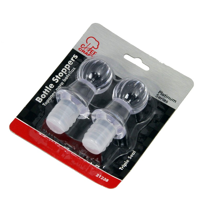 Chef Craft Select Plastic Bottle Stoppers, 2 piece set, Clear