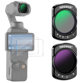 NEEWER NEEWER Variable ND2-ND32 & ND64-ND512 Kit Compatible with DJI Osmo Pocket 3 Creator Combo Accessories, Limited Stops Neutral Density Filters, 2 Screen Protectors, Action Camera Accessories