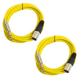 SEISMIC AUDIO - SATRXL-M10-2 - Cable de conexión TRS de 1/4 pulgadas a XLR macho - equilibrado - 10 pies cable de conexión - amarillo y amarillo