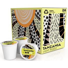 Atlas Coffee Club Coffee Pods – Light/Medium Roast, Single-Origin Tanzania, 24 Count – Compatible with Keurig K-Cup Brewers – 100% Recyclable, Premium Arabica Coffee