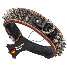 Michur Strike No. 1 Leather Dog Collar with Studs Beige Black Wide Available in Various Sizes