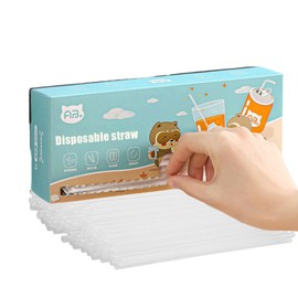 Ouliget Plastic Clear Flexible Drinking Straws,Individually Wrapped Disposable Bendy Straw,Drinking Straws Set with Magnetic Suction Storage Box,100 Pieces of 1 Box