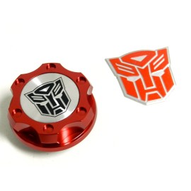SESHOP RED AUTOBOT BILLET RACING ENGINE OIL CAP FOR NISSAN INFINITI + EMBLEM