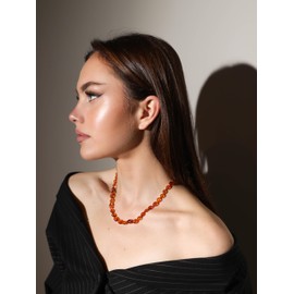 AmberJewelry Baltic Amber Necklace for Adults, Genuine Amber Beads, Screw Clasp, Cognac Color Natural Baltic Amber Healing Necklace from Baltic Region (19.7 inch) collar de ámbar