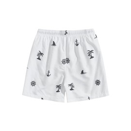 SweatyRocks Men's Swim Trunks Quick Dry Shorts with Pockets and Mesh Lining Beach White M