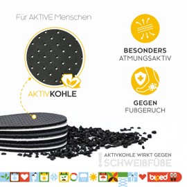 biped 4 Pairs of Activated Carbon Insoles Against Sweat Feet - for Climate Regulation, for Fresh Shoes and Feet - Comfortable Shoe Insoles - Ultralight and Hand Washable z2727 (38)