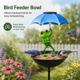 Solar Frog Bird Feeder Garden Light for Outdoor Décor – Warm LED Yard Accent for Lawn, Patio & Pathway