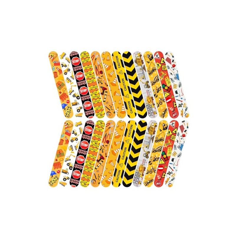 24 PCS Construction Slap Bracelets Wristband Slap Bands,Dump Truck Construction