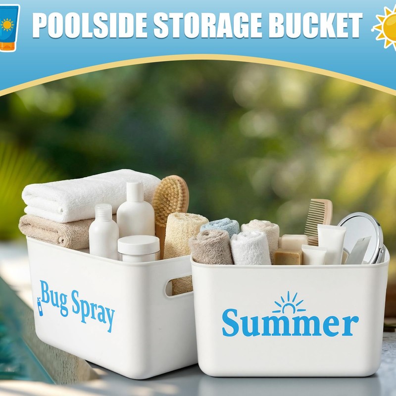 Remerry 6 Pcs Poolside Storage Basket with Handles, Storage Buckets