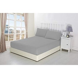 CreationSmart 100% Egyptian Cotton 10"/25CM Deep sheets Fitted - Single - Double - King - Super King Size - Bedding Bed Sheet & Pillow Pairs Case (Sold Separately) (Silver, King)