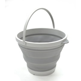 SAMMART 7L (1.8 gallon) Collapsible Plastic Bucket - Foldable Round Tub - Portable Fishing Water Pail - Space Saving Outdoor Waterpot, size 28cm dia (1, Grey)