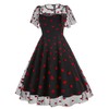 Red Heart Print Dress Valentines Day Dresses Black Sheer Mesh