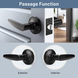 KNOBWELL 10 Pack Matte Black Door Handles, Passage Door Levers Heavy Duty, Door Locks for Closet/Hallway, Heavy Duty Door Knobs Door Lock Set Interior