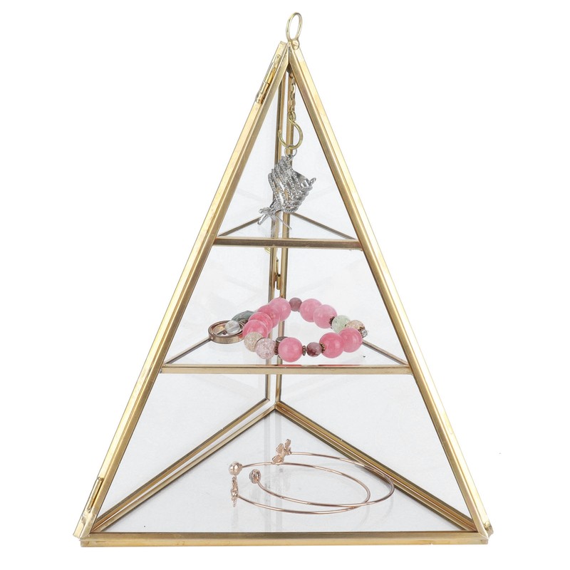 Jewelry Storage Rack Pyramid Shape 3 Layers Decorative Display Stand