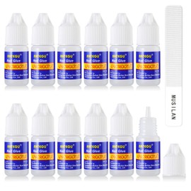 Nail Glue,Nail Glue for Acrylic Nail Tip 12 Bottles Professional False Nail Glue Extension Tips for Broken Adhesive Super for Press on Adhesive with Glass Files