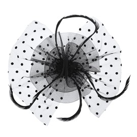 Women's Bridal Feather Fascinator, Godfather Flower Headpiece, Yarn Bridal Hair Accessories, Wedding Hair Clip Hat Headband, Hair Clip Hairpin Hair Band for Party Church Wedding, black