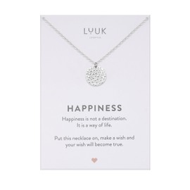 LUUK LIFESTYLE Modern Boho Coin necklace, minimalist fashion piece made of water-resistant and robust stainless steel, 19’’, silver