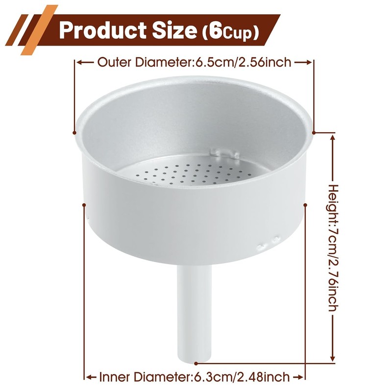 Embudo para olla Moka, embudo de repuesto para cafetera, 6
