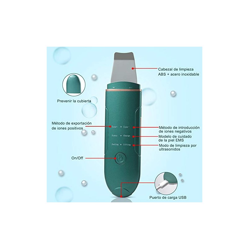 Limpiador Facial Ultrasónico,Sebami Exfoliación facial ultrasónica Skin Scrubber USB Recargable,