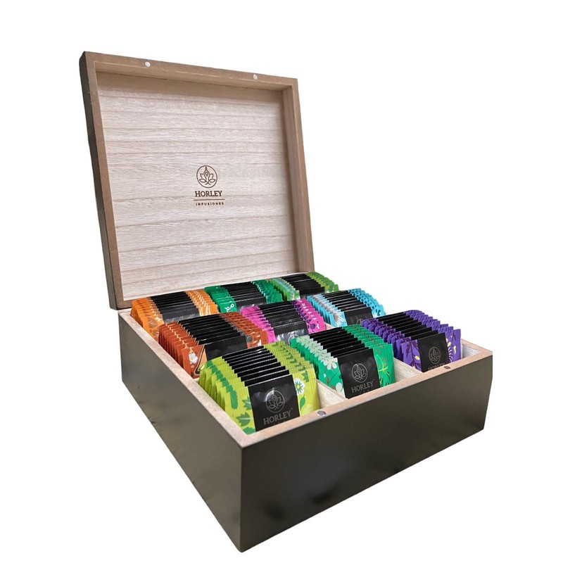 Horley, Caja de Madera con 90 sobres selectos de Tés