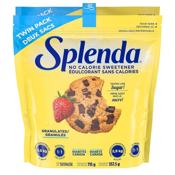SPLENDA No Calorie Sweetener Granulated Twin Pack, 25.22 Ounce (Each Pouch: 12.61 oz), Sugar Free Sweetener & Sugar Substitute
