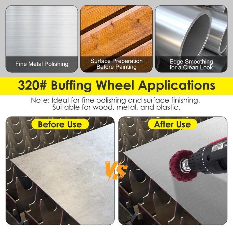 HighFree 9PCS Non Woven Abrasive Buffing Polishing Wheel Drill Attachment