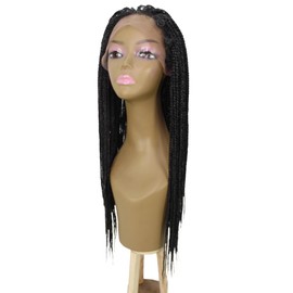 LUXLUXE Layla Straight 27.5 Inch Long 4X4 Hand-Tied Lace Braid Wig, Heat Resistant Fiber, 20+ Shades of Natural, Multiple colour Option BLT-0121 (Salt & Pepper Grey)