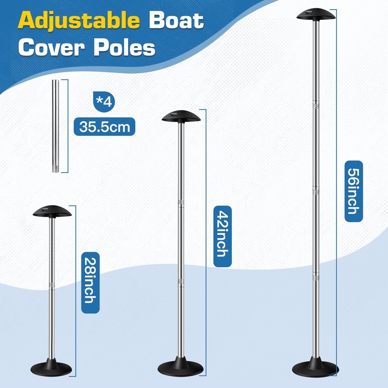 Fuprosico Pontoon Cover Support Poles with Ring Sandbag Much More